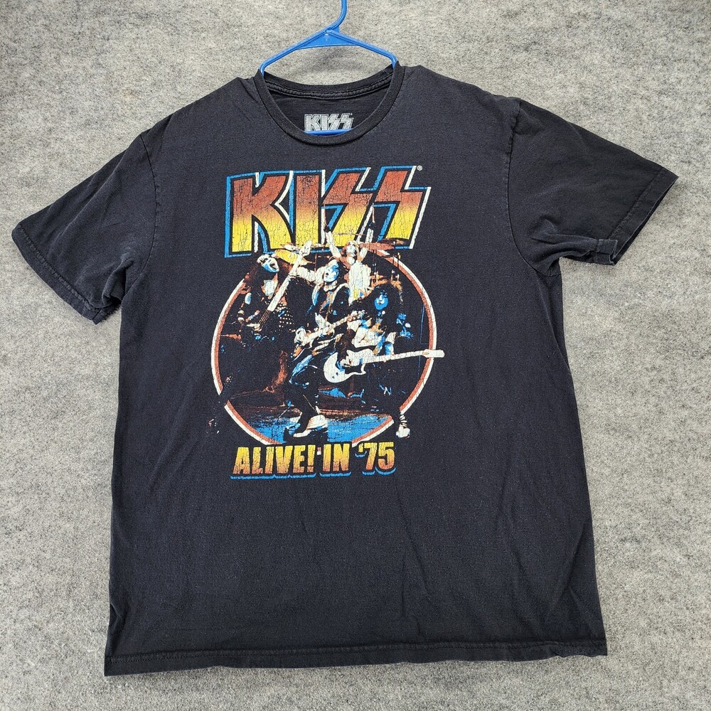 KISS Shirt Womens Large Short Sleeve Black Alive in 75